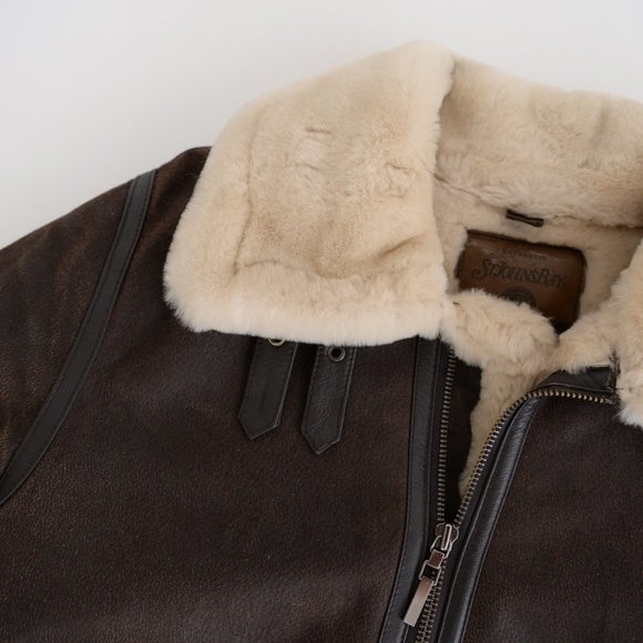 Vintage St. John's Bay Brown Leather Aviator Pilot Jacket with Shearling… - Picture 12 of 16